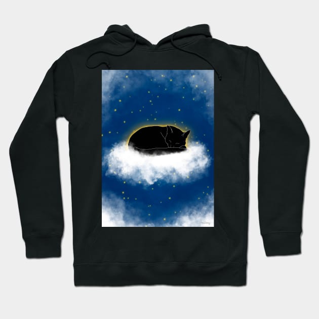 Stars In Heaven Black Cat Hoodie by Msstorey